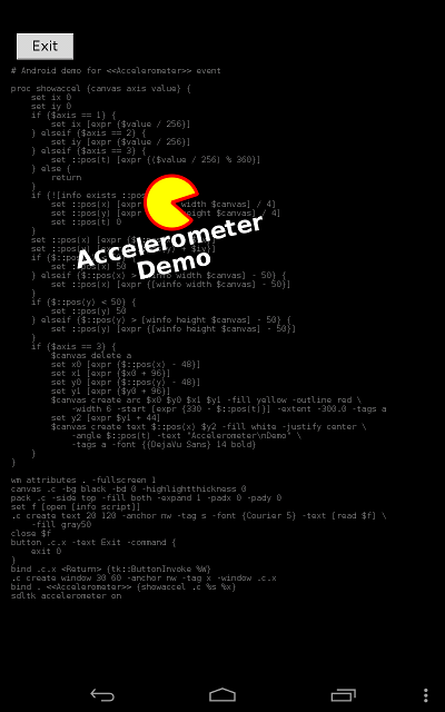 Screenshot accelerometer with canvas widget